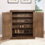 GRADE A1 - Windsor Solid Dark Oak Shoe Storage Cupboard - 20 Pairs