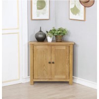 GRADE A1 - Windsor Solid Oak Corner Storage Cupboard