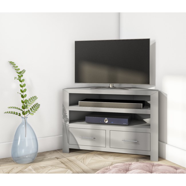 GRADE A2 - Grey Corner TV Unit in Solid Wood - TV up to 36"