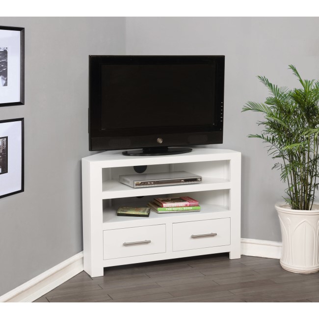 GRADE A1 - Windsor Painted White Solid Wood Corner TV Unit