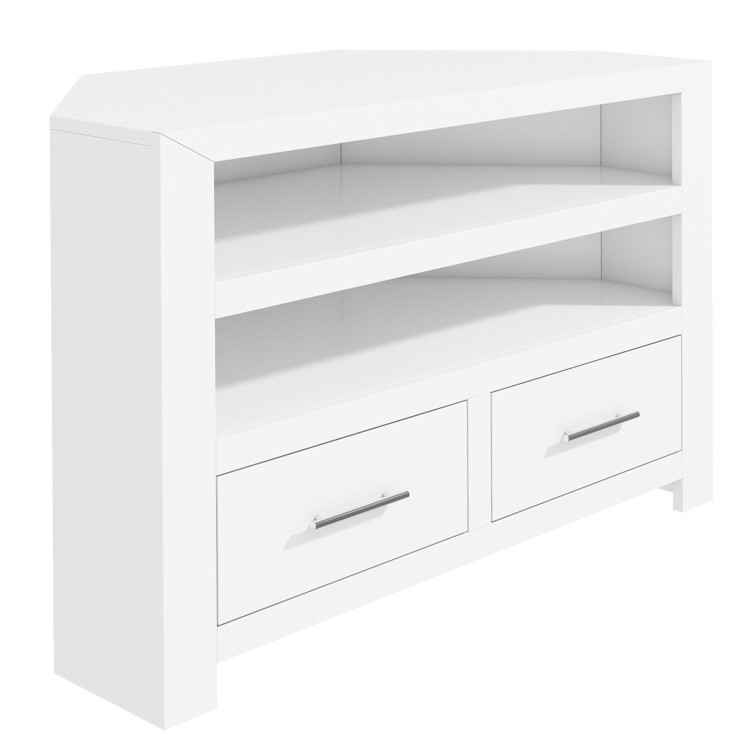 White Corner TV Unit in Solid Wood - TV up to 36" - Windsor