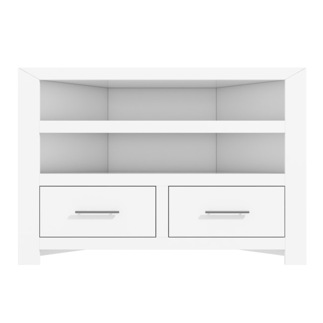 White Corner TV Unit in Solid Wood - TV up to 36" - Windsor