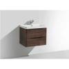 Walnut Wall Hung Bathroom Vanity Unit &amp; Basin - 600mm Wide - Oakland