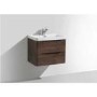 Walnut Wall Hung Bathroom Vanity Unit & Basin - 600mm Wide - Oakland