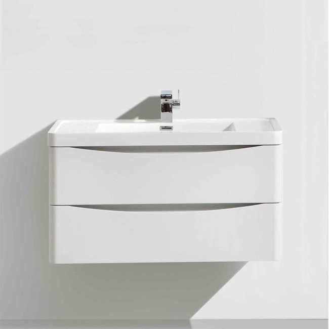 White Wall Hung Bathroom Vanity Unit & Basin - 600mm Wide - Oakland