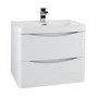 White Wall Hung Bathroom Vanity Unit & Basin - 600mm Wide - Oakland