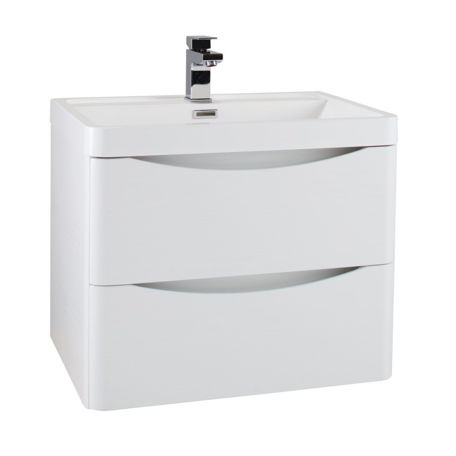 White Wall Hung Bathroom Vanity Unit & Basin - 600mm Wide - Oakland