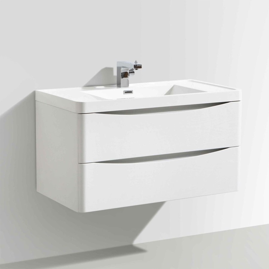 White Wall Hung Bathroom Vanity Unit & Basin - 600mm Wide - Oakland