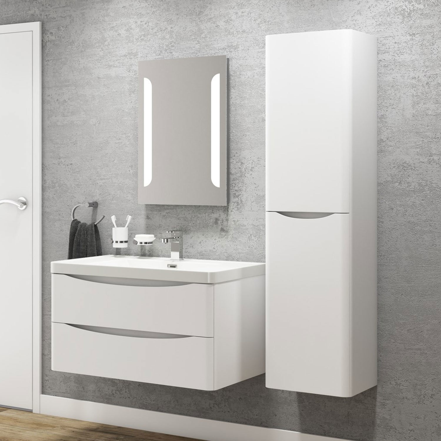 Modern White Wall Hung Bathroom Vanity Unit Basin Furniture123