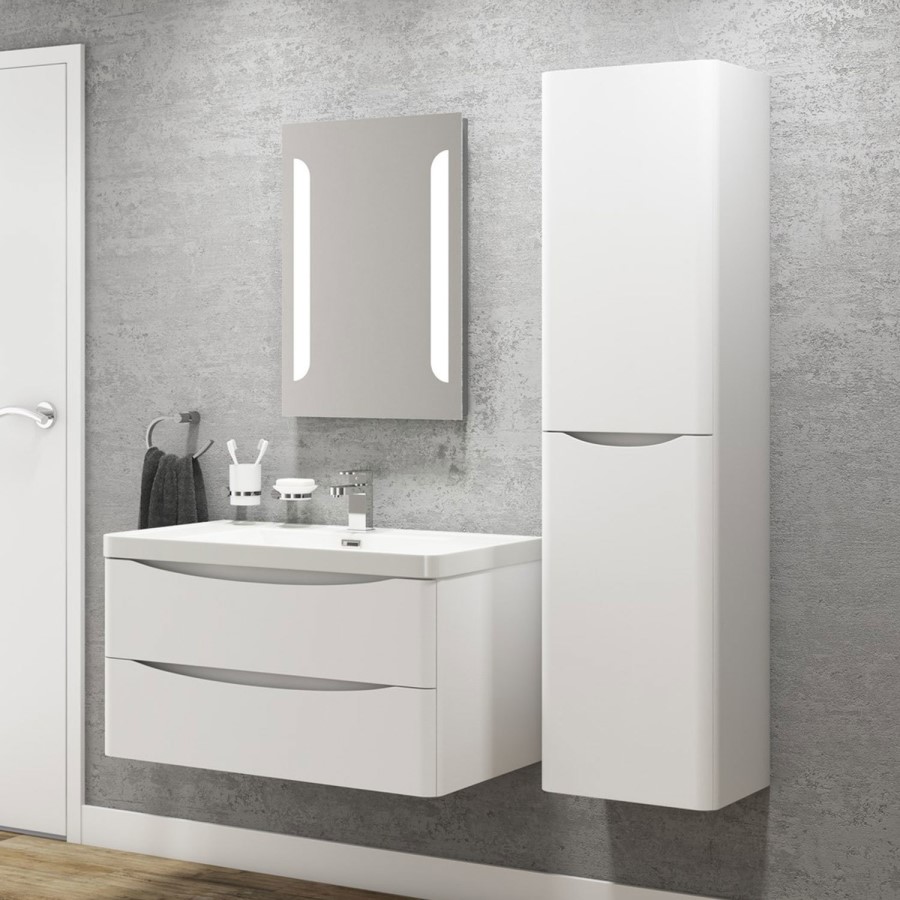 White Wall Hung Bathroom Vanity Unit & Basin - 600mm Wide - Oakland