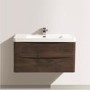 Walnut Wall Hung Bathroom Vanity Unit & Basin - 900mm Wide - Oakland