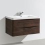 Walnut Wall Hung Bathroom Vanity Unit & Basin - 900mm Wide - Oakland