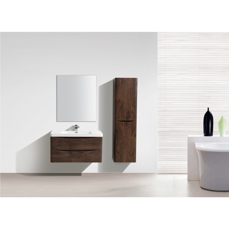 Walnut Wall Hung Bathroom Vanity Unit & Basin - 900mm Wide - Oakland