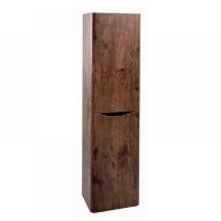 Walnut Wall Hung Tall Bathroom Storage Cabinet - 400mm Wide -Oakland