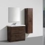 Walnut Wall Hung Tall Bathroom Storage Cabinet - 400mm Wide -Oakland