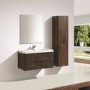 Walnut Wall Hung Tall Bathroom Storage Cabinet - 400mm Wide -Oakland