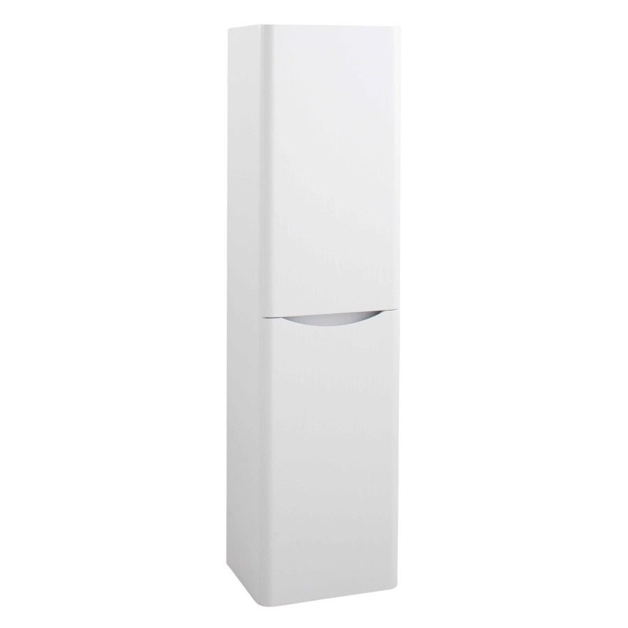 White Wall Hung Tall Bathroom Storage Cabinet - 400mm Wide - Oakland