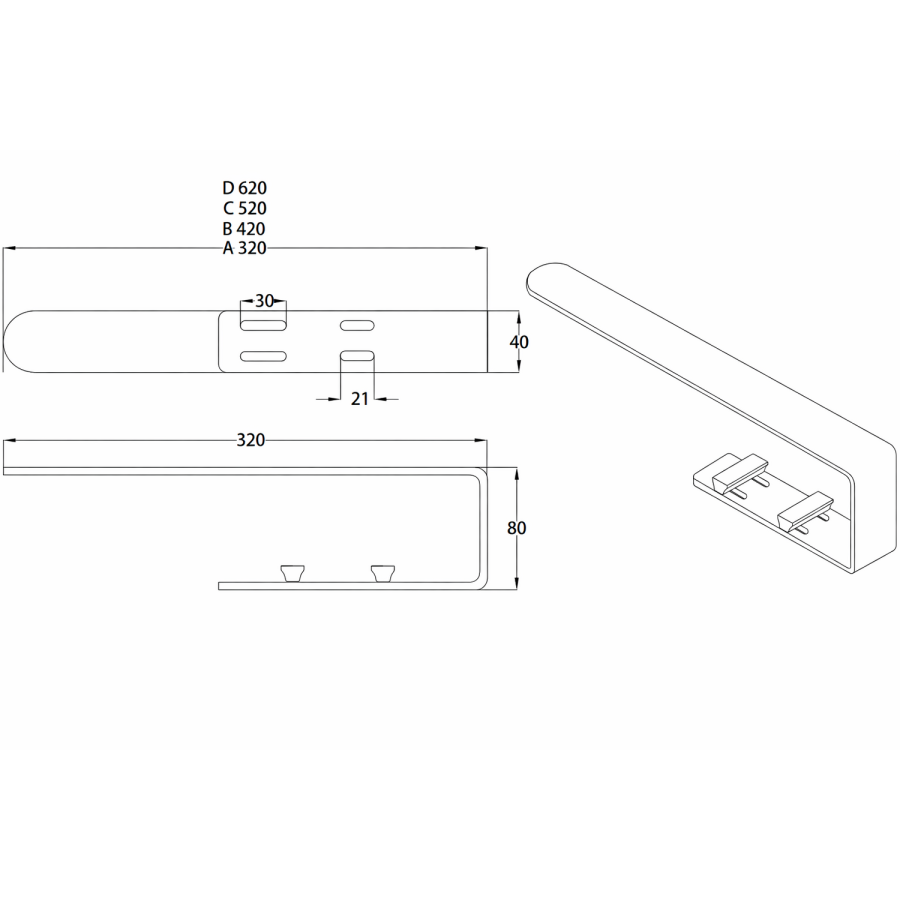 Black Designer Wall-Mounted Towel Holder for Steel & Electric Radiators - 620mm