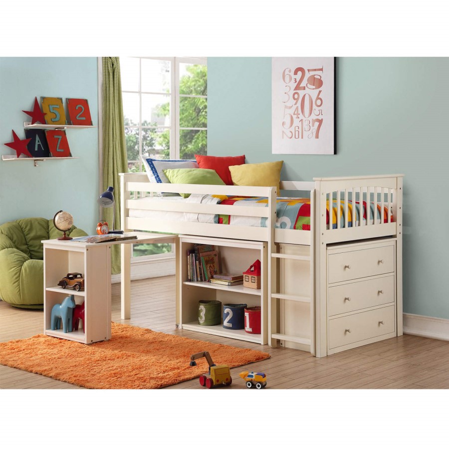 GRADE A3 - Windermere Mid Sleeper in Soft White with Pull Out Desk