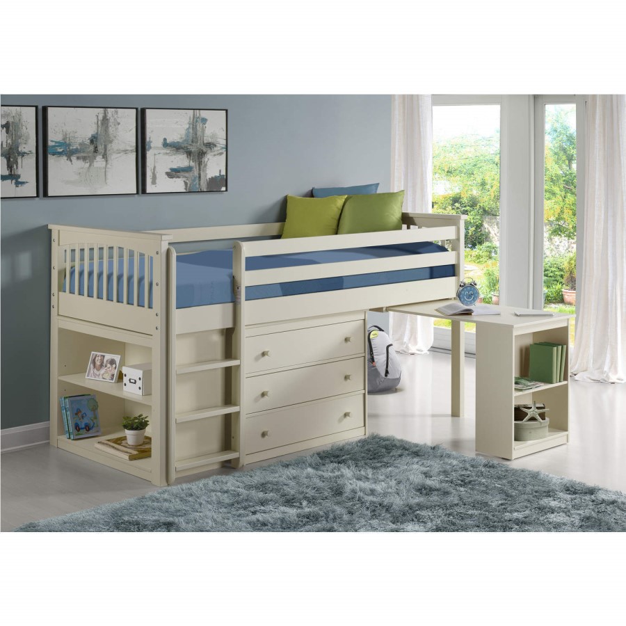 GRADE A3 - Windermere Mid Sleeper in Soft White with Pull Out Desk