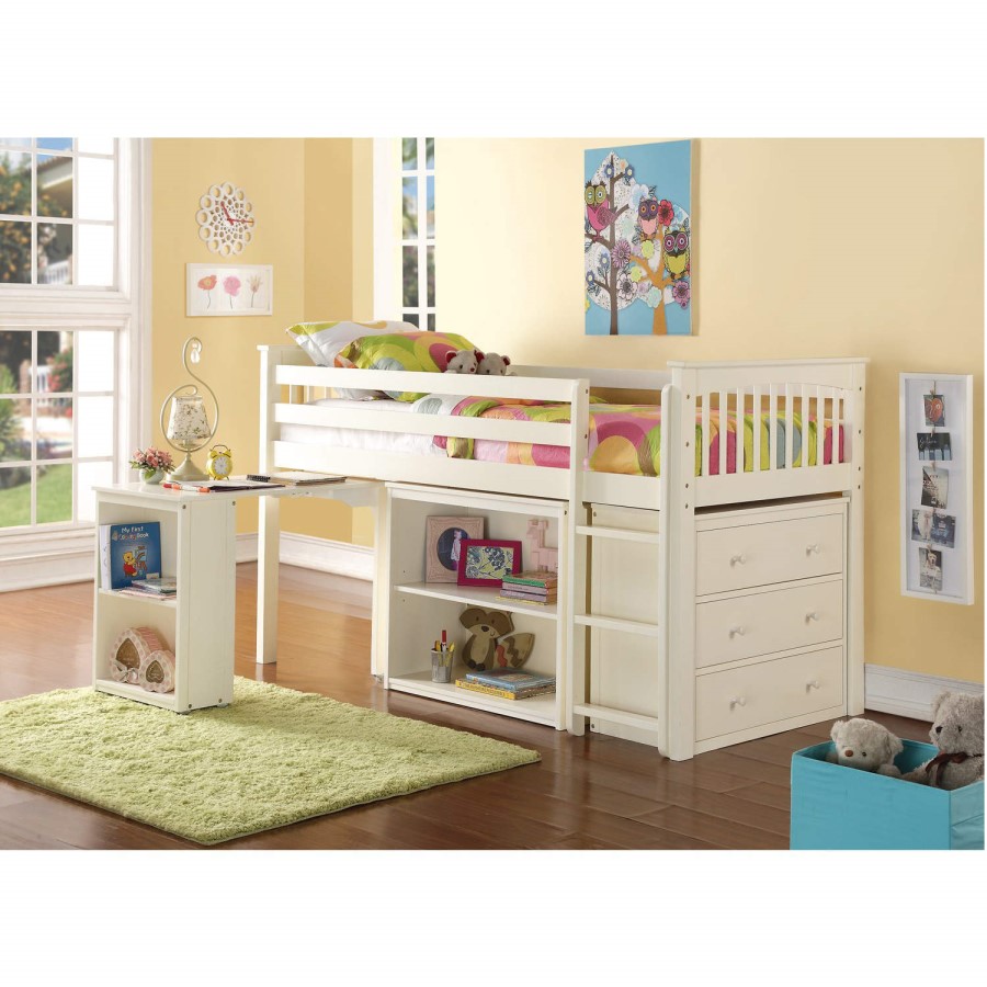 GRADE A3 - Windermere Mid Sleeper in Soft White with Pull Out Desk