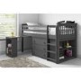 GRADE A2 - Windermere Midsleeper Bed in Dark Grey with Pull Out Desk