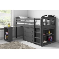 GRADE A1 - Windermere Midsleeper in Dark Grey with Pull Out Desk
