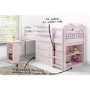 Windermere Girls Mid Sleeper in Light Pink With Pull Out Desk