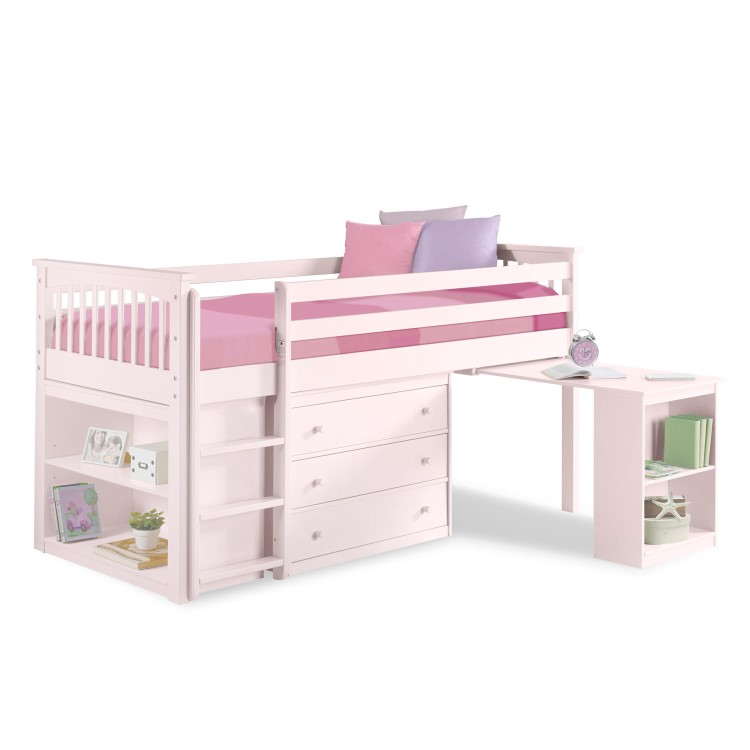 Windermere Girls Mid Sleeper in Light Pink With Pull Out Desk