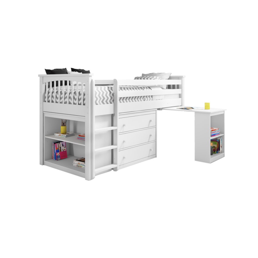 GRADE A1 - Windermere Mid Sleeper in White with Pull Out Desk