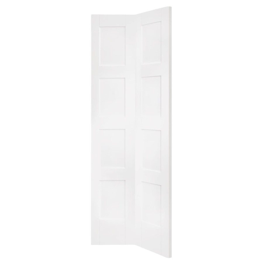 Shaker 4 Panel Bi-Fold Internal White Primed Door - White Primed, 1981 x 686 x 35 mm