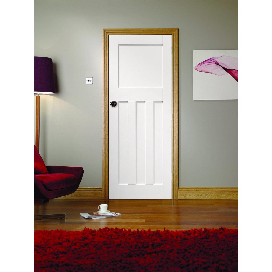 Internal White Primed 1930s 4-Panel FD30 Fire Door - 1981 x 838 x 44mm - DX - XL Joinery
