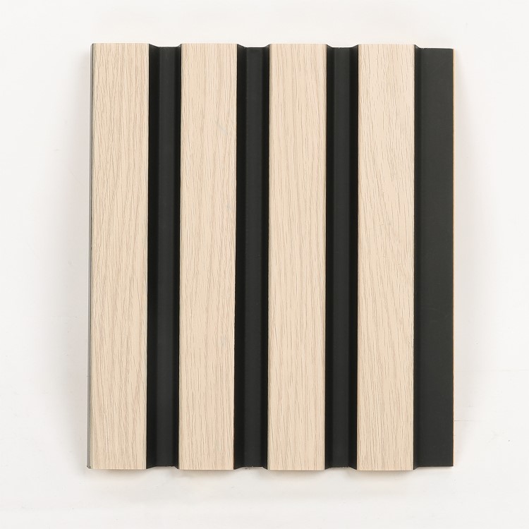 Waterproof Oak & Black Slatted Wall Panel End Cap Grooved