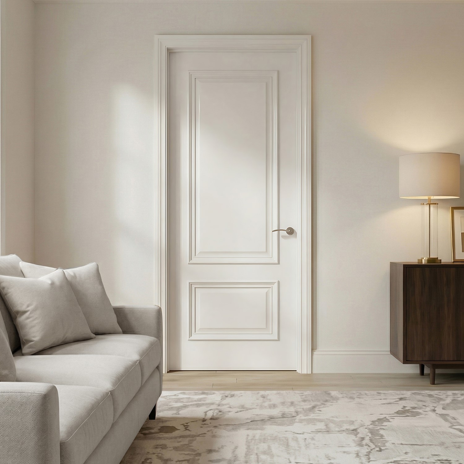 Internal White Primed 2-Panel Door with Raised Mouldings - 1981 x 838 x 35mm - Nelson - XL Joinery