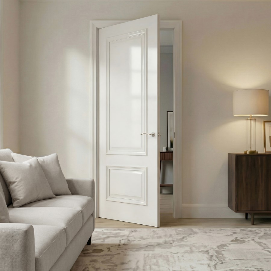 Internal White Primed 2-Panel Door with Raised Mouldings - 1981 x 838 x 35mm - Nelson - XL Joinery