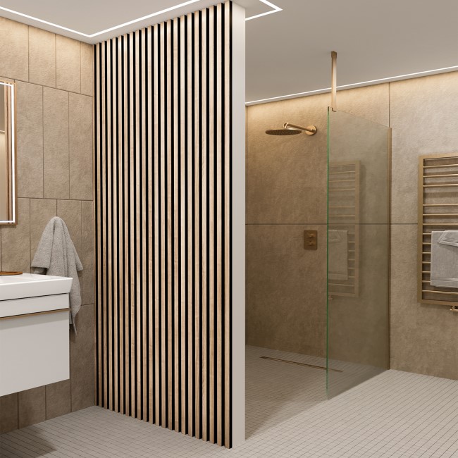 Waterproof Oak & Black Slatted Wall Panel 2400 x 170 x 19mm