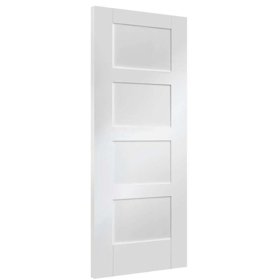 Internal White Primed 4-Panel Shaker FD30 Fire Door - 2040 x 626 x 44mm - XL Joinery