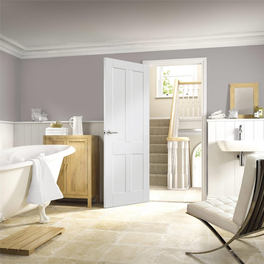 Victorian Shaker Internal White Primed Fire Door - 1981 x 762 x 44 mm, White Primed