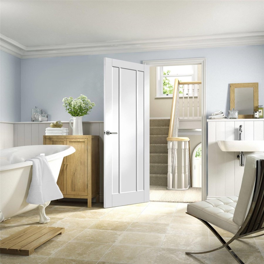 Internal White Primed 3-Panel FD30 Fire Door - 2040 x 726 x 44mm - Worcester - XL Joinery