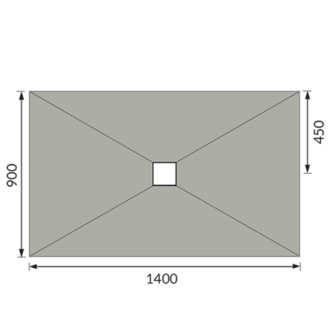 Wet Room Shower Tray Former 1400x900mm Rectangular Level Acess with Square Centre Drain - Live Your Colour