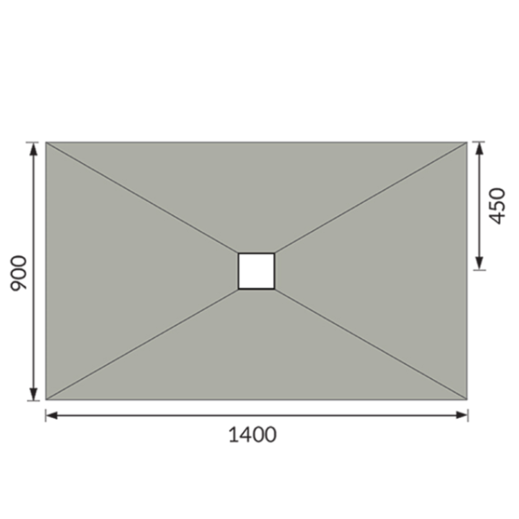 1400x900mm Wet Room Shower Tray Former with Square Centre Drain - Live Your Colour