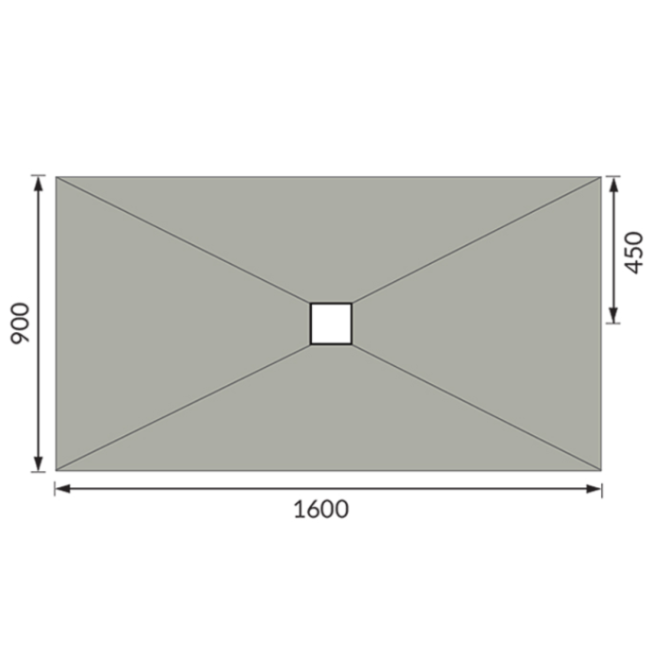 Wet Room Shower Tray Former 1600x900mm Rectangular Level Acess with Square Centre Drain - Live Your Colour