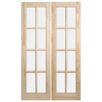 Internal Pine Traditional Glazed French Doors with Clear Glass  - Unfinished - 1981 x 1168 x 34mm - Newland Essential - XL Joinery