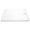 Claristone White Walk in Shower Tray with Drying Area &amp; Waste - 1400 x 900mm 