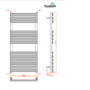 Towelrads Dorney Chrome Towel Radiator - 1200 x 500mm
