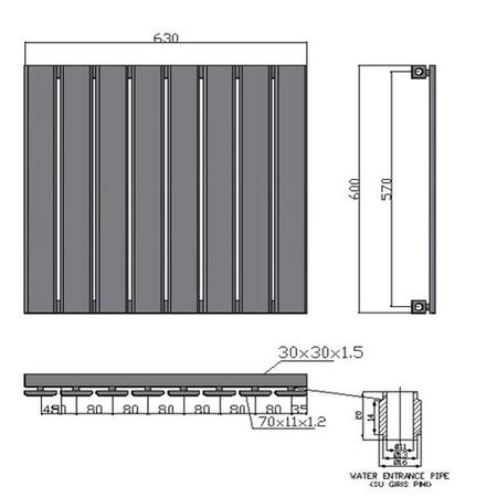 Chrome Vertical Flat Panel Radiator 600 x 630mm