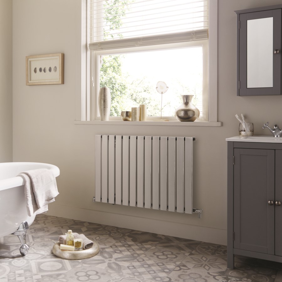 Chrome Vertical Flat Panel Radiator 600 x 1030mm