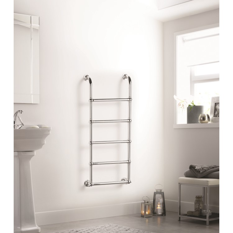 Towelrads Joanna Chrome Traditional Heated Towel Rail Radiator - 1200 x 500mm