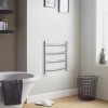 GRADE A1 - Polished Stainless Steel Vertical Curved Bathroom Towel Radiator 50W - 600 x 400mm - Electric