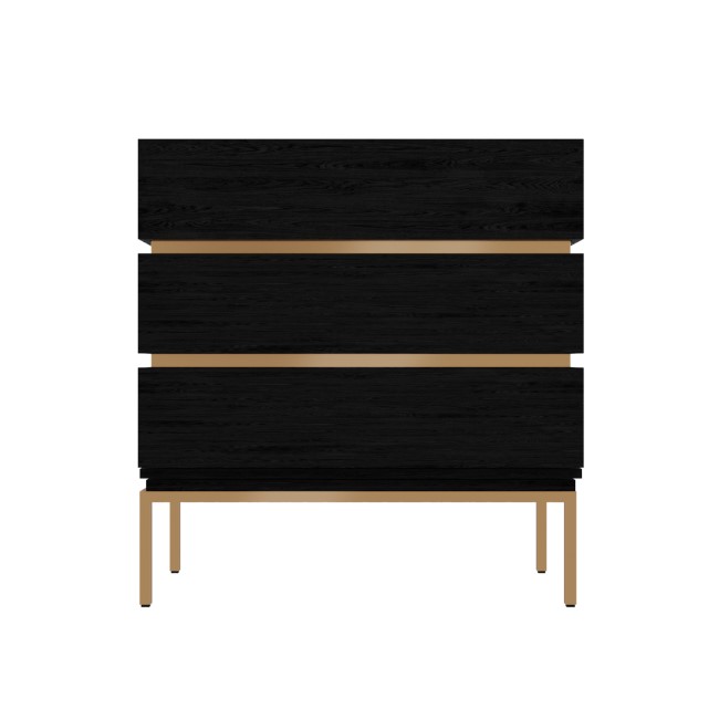 Black 3 Drawer Chest of Drawers - Xander